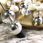 【リニューアル】カスタムボールペン対応　6個/3色アソート　半円アクリルビーズ　18mm シルバー　BE21
