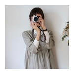 ふんわりダブルガーゼ胸元切り替えギャザーワンピース／ルームウェアやマタニティにも／くすみカラーのグレージュ