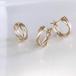 【イヤーカフ・ピアス2点セット】14kgf×silver925 diagonal キャッチレスピアス