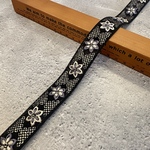 お買い得1.5mカット❣️刺繍リボン/カラーチュール(黒)/細リボン