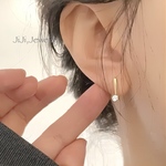 ﾉﾝﾎｰﾙ可　zirconia line  ハーフフープ ピアス ゴールド カラー　silver925  高品質 シンプルピアス