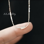 ꫛꫀꪝ  Wカーブライン ジルコニア シンプル ネックレス シルバー カラー silver925 高品質