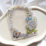 〖 送料¥0 〗水彩画の花畑に舞う蝶のトレカケース