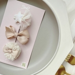 クリックポスト込⭐️ベビーの1秒オシャレ♡ 薄毛ちゃんでも大丈夫！　チュールたっぷり滑り止め付ベビーヘアクリップ３点セット（淡色ベージュ♡）