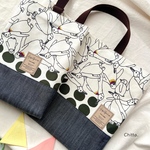 レッスンバッグ＆シューズバッグ　- ̗̀ モノトーンペンギン   ̖́-