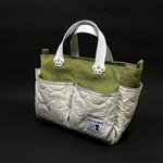 ポケットいっぱいトートバッグ・肉球レザーハンドルカーキ