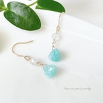 14kgf amazonite × moonstone pierce
