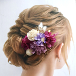 〈新作〉ドライフラワー髪飾り　ヘッドパーツ　ヘアパーツ　ヘッドドレス　ドライフラワー　ヘアアクセサリー　結婚式　成人式　卒業式  袴　七五三　和装　パープル