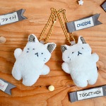 チアフルねこベビちゃんバッグチャーム（応援メッセージ4種orネーム入れ可）（白×ファー素材）