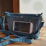 【new】長財布も入るスマホポシェット/11号帆布　ターコイズ