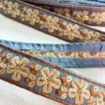 ライトブルー☆インド刺繍リボン 