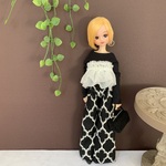 ⭐︎ワイドパンツ　ダマスク柄　黒白　リカちゃん服　リカちゃんアウトフィット