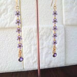 タンザナイトクリスタルとジルコニアの揺れる花ピアス/イヤリング/定形外送料無料