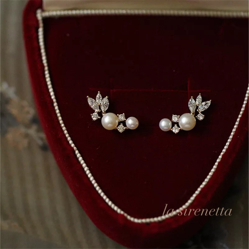 受注製作 ＊ pearl bubble leaf pierce