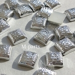 【4804】16pcs メタリック スクエア 四角 カボション ゴールド シルバー【c98】