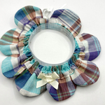 猫ちゃんザビエル首輪　ブルー系　マドラスチェック 猫の首輪