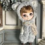 2397 ブライスさんのmintな猫になれるロンパースコーデ　Blythe ブライス アウトフィット 洋服　ドールハウス  ミニチュア