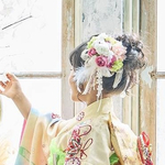 造花髪飾り 異素材使い 七五三　卒業式　和装　成人式　造花　アーティフィシャルフラワー　ヘアアクセサリー　ヘアパーツ　カラフル　髪飾り　和装髪飾り