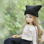 猫耳ニット帽　リブニット黒　1/6ドール用リカちゃん服アウトフィット