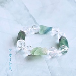 017 greenフローライト原石タンブル×スターカットクリスタル水晶