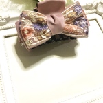 春コーデ、インド刺繍リボンバンス 大人かわいい バンスクリップ 大ぶり 刺繍 春色 
