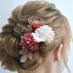 〈新作〉ドライフラワー髪飾り　ヘッドパーツ　ヘアパーツ　ドライフラワー　ヘアアクセサリー　結婚式　成人式　卒業式  袴　七五三　和装　髪飾り　ピンク