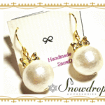 【再販】コットンパール×Ribon(White)　ピアスorイヤリング