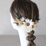  【金箔・水引追加◎】デイジーとドライフラワーの髪飾り/ヘアアクセサリー/ヘッドパーツ/ヘアパーツ