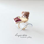 🤎 Sugar's  chocolaterie series ✵ あむっ！とかじりつきクマさんの指輪 《 ホワイトチョコ 》フリーリング   
