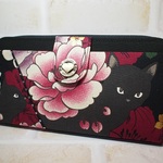Ｙ様ご依頼品　ちょっと大人な黒猫の長財布（黒地）