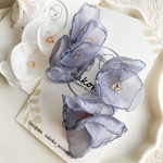 オーガンジー シフォン お花ピアス　グレー