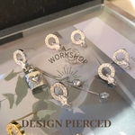 【2pcs】ジルコニアサークルドロップピアス　プラチナシルバー