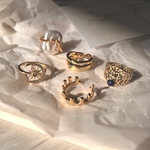 VI Vintage like nuance ring  ヴィンテージ風ニュアンスリング　指輪　フリーリング　パール　ビンテージ　お洒落　大ぶり　月　星　レース　AKKA アラベスク　個性的