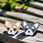 チワワ　もふもふ刺しゅう ミニサイズワッペン（アイロン接着）4枚セット　