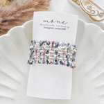 インド刺繍　インド刺繍リボン　ツイード　ブルー　青　ネイビー　ボタン付き　ポニーフック　刺繍リボン　花柄　フラワー　花　＊　ヘアアクセサリー　結婚式　お呼ばれ　ギフト　プレゼント　髪飾り