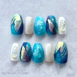 【mermaid tail】 Nail house JILLME 人魚のしっぽ 夏ネイル ニュアンスネイル ブルーネイル グリーンネイル グラデーションネイル オーロラ 