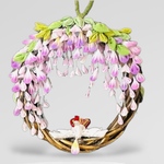 ［ 藤の配達員さん ］つまみ細工　和リース　インテリア　飾り