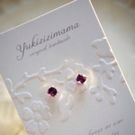 ２月誕生石アメジストのpierce/3mm/Omega樹脂イヤリング