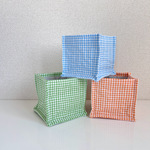 【CLOSED SALE】ギンガムチェック ファブリックバスケット キルティング 収納ボックス ヌビ