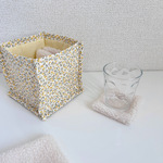【SALE】小花柄 ファブリックバスケット キルティング 収納ボックス ヌビ