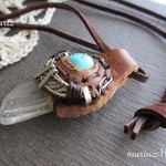 【wilditem♪】ターコイズ＆水晶ポイントネックレス