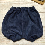 デニム柄(Wガーゼ)かぼちゃパンツ