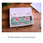 ご予約様＊インド刺繍リボンの母子手帳ケース ワイド型　桜色キャンバス使用 通帳ケース　バッグインバッグ　黄色の花の刺繍