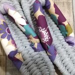 布ぞうり：再販２ーsilver gray25cm/紫の花