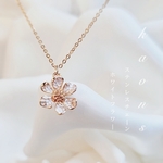 フラワーネックレス　ステンレス チェーンネックレス　華奢　可愛い　オフィス　シンプルネックレス