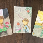 水彩色鉛筆原画３作品　こちらは予約いただいた作品です。