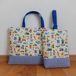レッスンバッグ＆上履き入れ＊のりもの＊クリーム