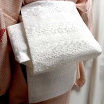 ●●白レース刺繍Ｄ花びら沢山名古屋帯新品