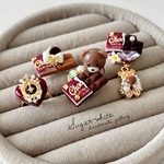 🉐限定1セットのみ🍫🧸チョコ満喫💕あむっ！とかじりつきクマさんの指輪 + リング2点+ブローチ1点 《4アイテム特別セット》フリーリング