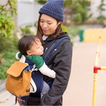 リニューアル★抱っこ紐デビューからの帆布✖️岡山産デニムのベビーリュック＊キャメル(ベージュ紐)